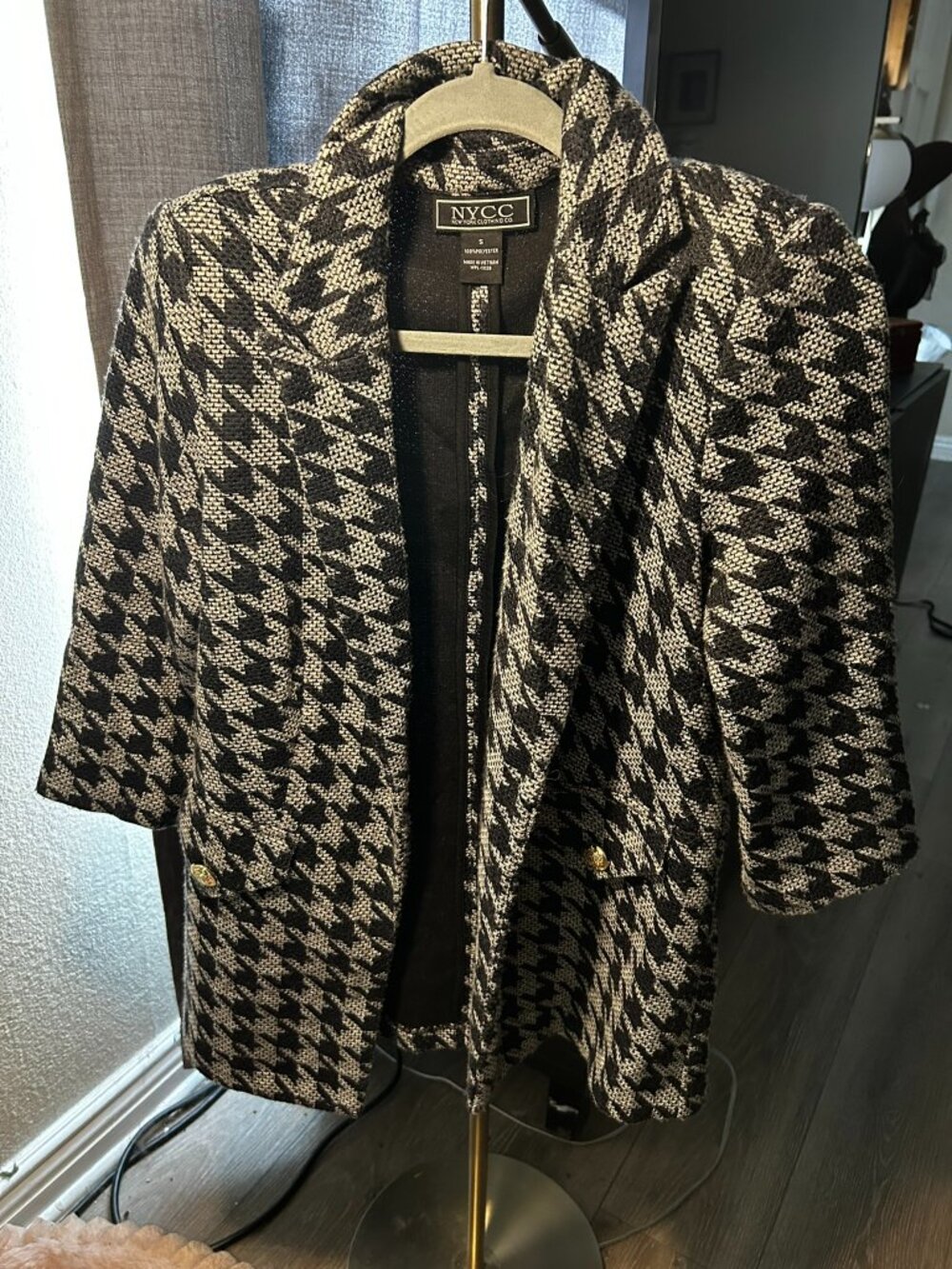 NYCC New York Clothing Company Coat / Blazer Houndstooth White and black